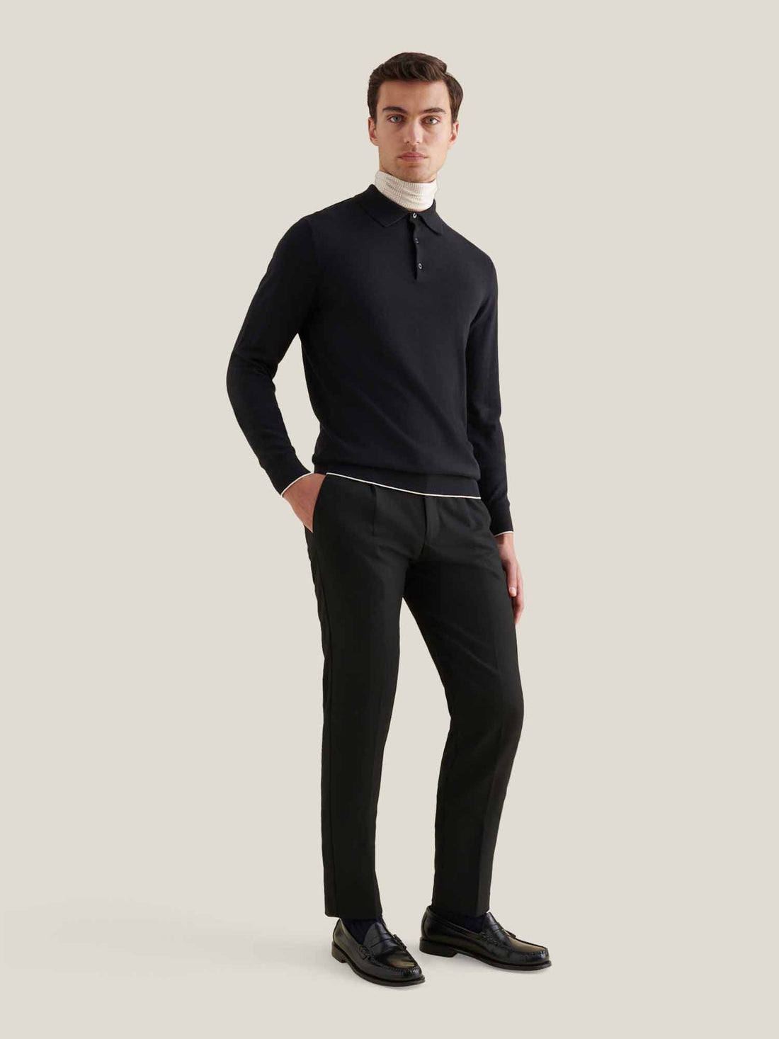 Drawstring Flannel Tech Trouser in Black