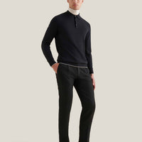 Drawstring Flannel Tech Trouser in Black