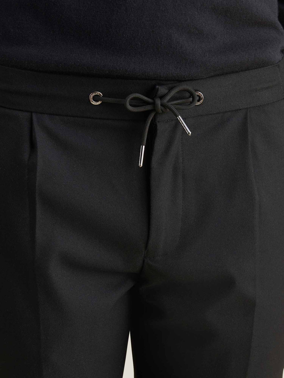 Drawstring Flannel Tech Trouser in Black