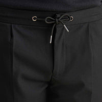 Drawstring Flannel Tech Trouser in Black