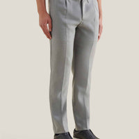 Flannel Tech Drawstring Trousers in Light Grey Marl