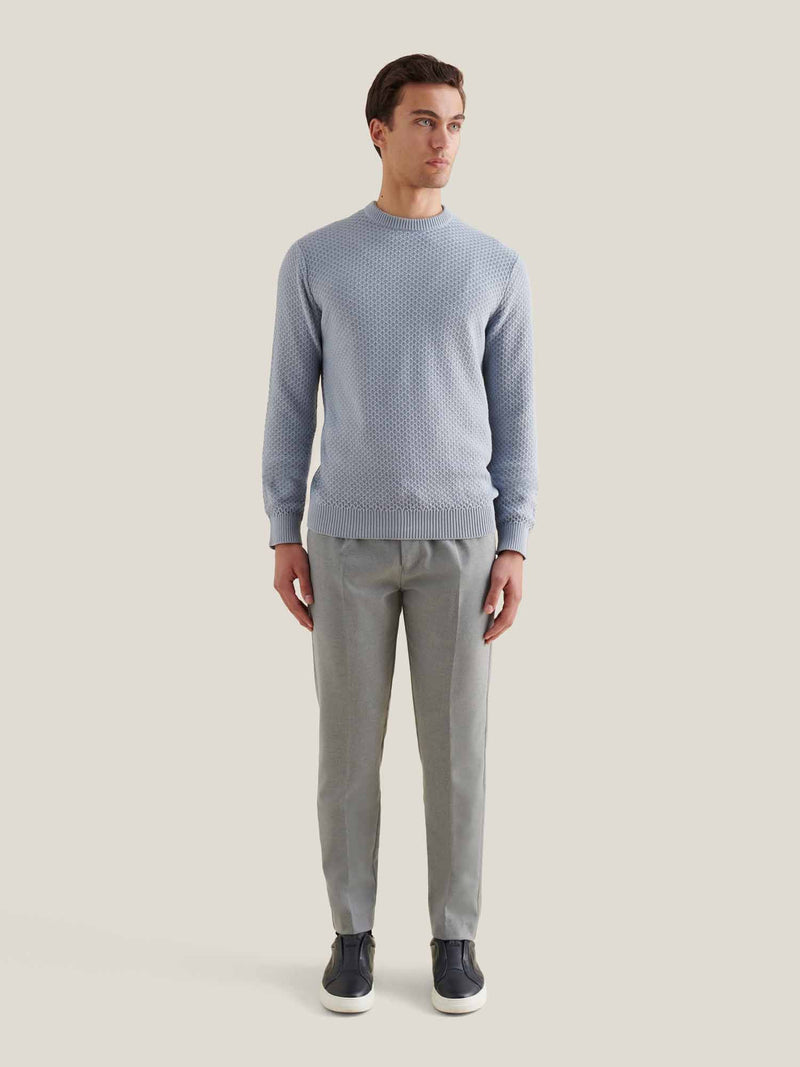 Flannel Tech Drawstring Trousers in Light Grey Marl