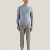 Flannel Tech Drawstring Trousers in Light Grey Marl