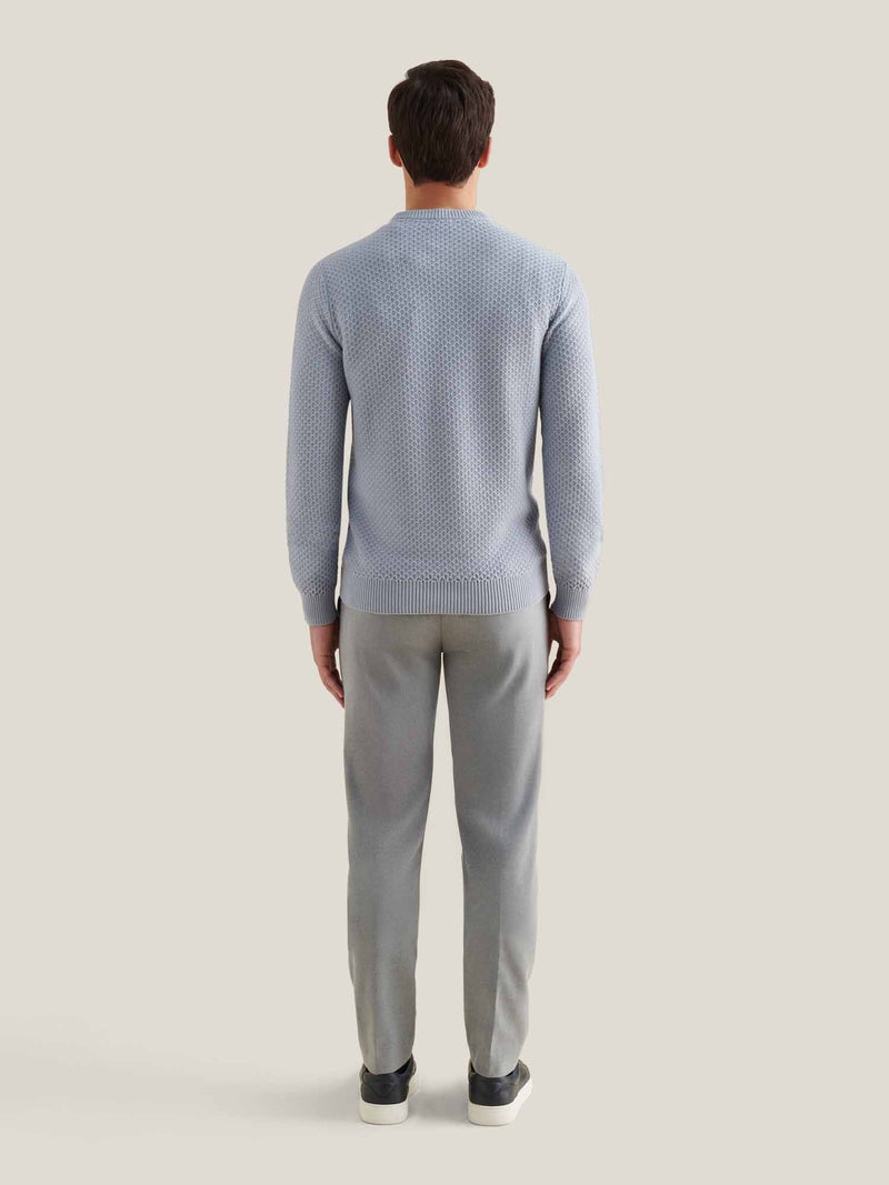 Flannel Tech Drawstring Trousers in Light Grey Marl