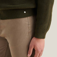 Cotton Knit Funnel-Neck Zip Cardigan in Rosin