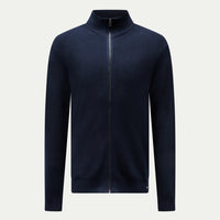 Peckham Rye Mens Funnel Zip Knit Cardigan in Dark Sapphire Navy