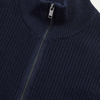 Peckham Rye Mens Funnel Zip Knit Cardigan in Dark Sapphire Navy
