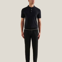 Jersey Knit Polo Shirt in Black