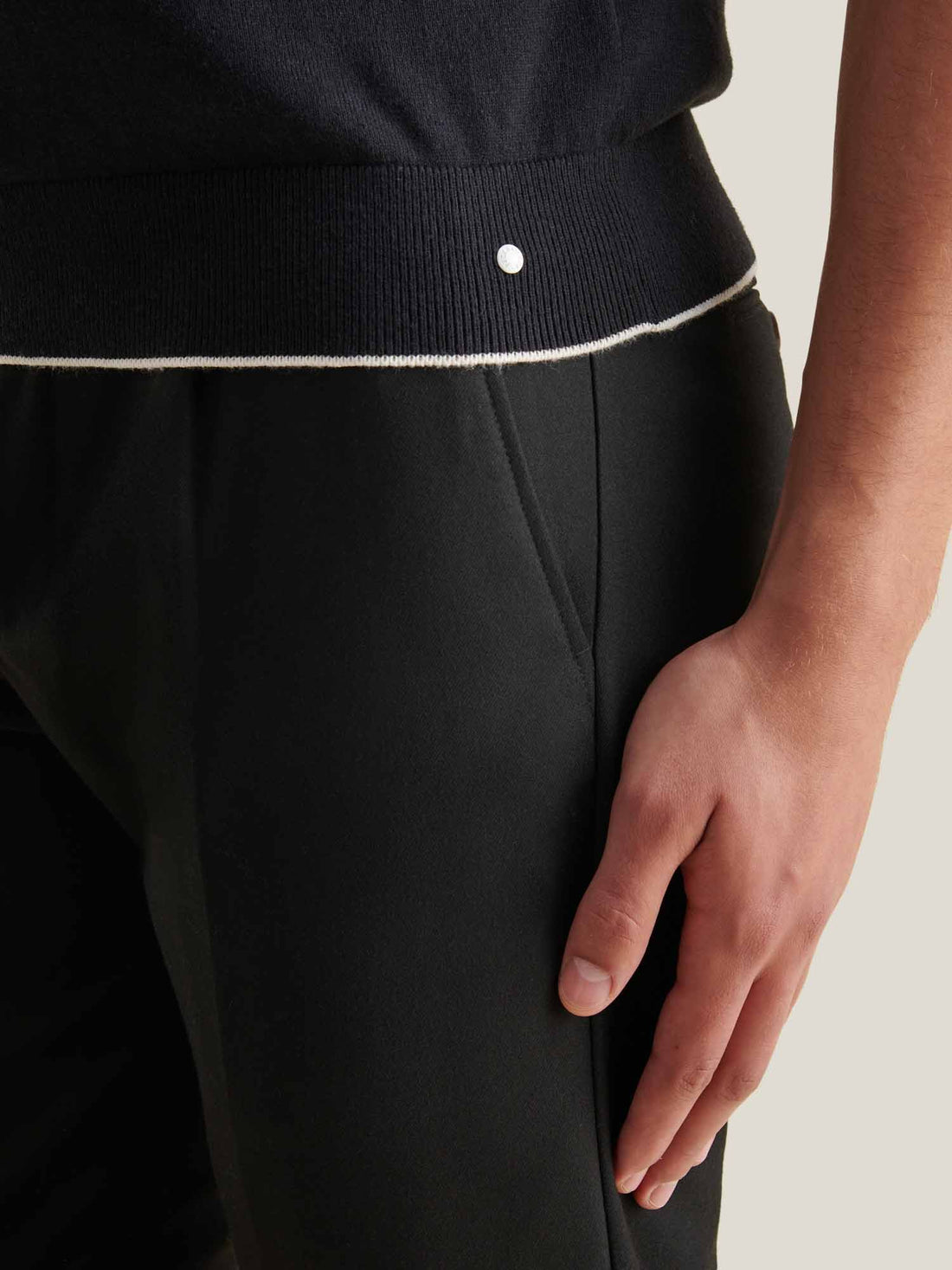 Jersey Knit Polo Shirt in Black