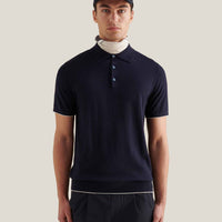 Jersey Knit Polo Shirt in Dark Sapphire Navy