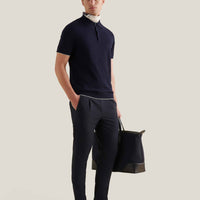 Jersey Knit Polo Shirt in Dark Sapphire Navy