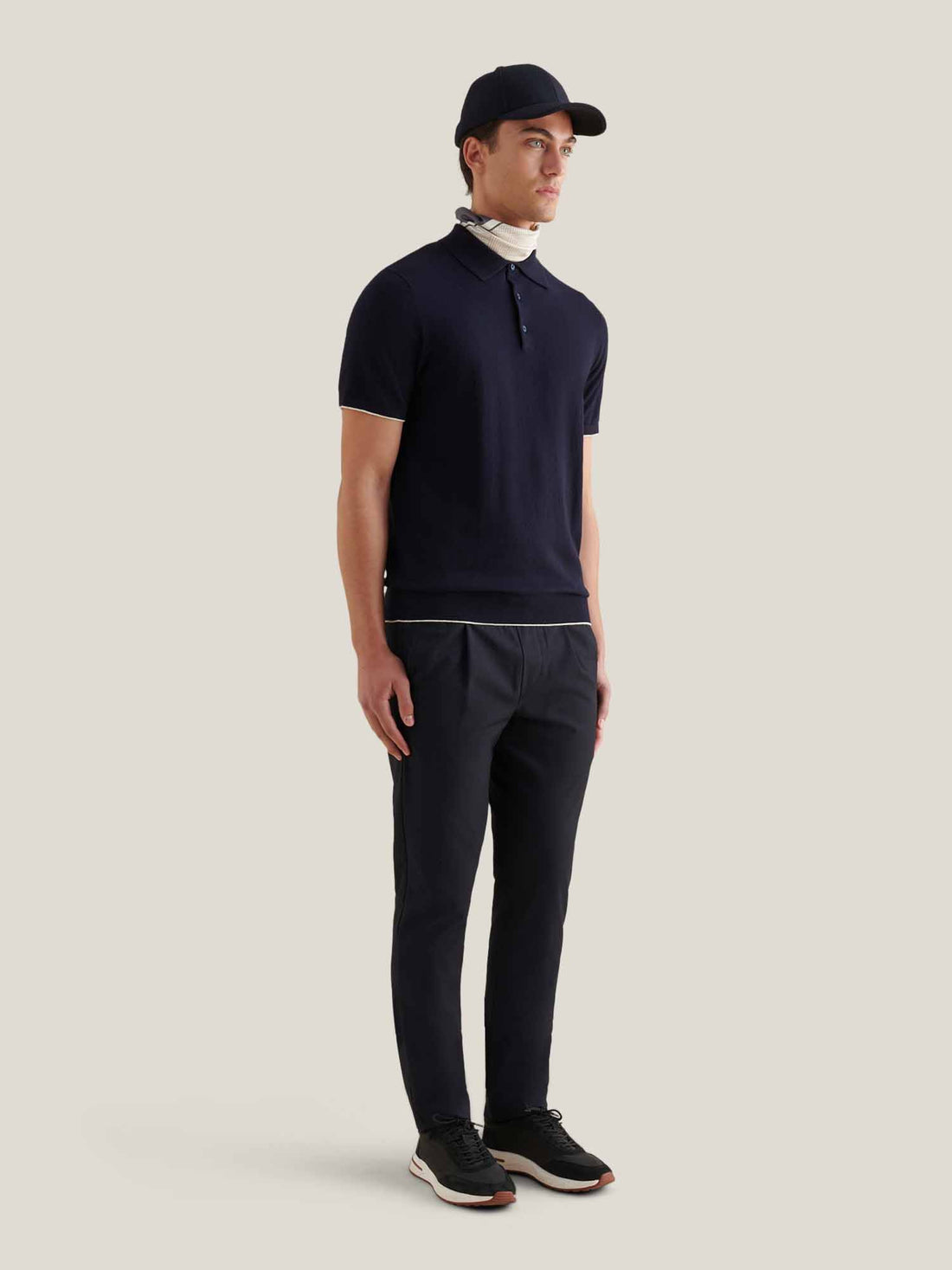Jersey Knit Polo Shirt in Dark Sapphire Navy