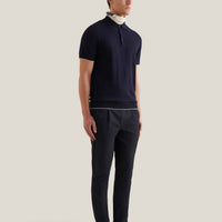 Jersey Knit Polo Shirt in Dark Sapphire Navy