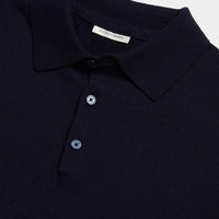 Peckham Rye Mens Knitted Short Sleeve Polo in Dark Sapphire Navy