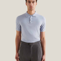 Jersey Knit Polo Shirt in Blue Blizzard