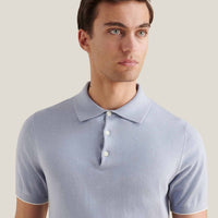 Jersey Knit Polo Shirt in Blue Blizzard