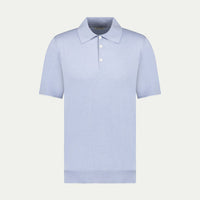 Peckham Rye Mens Knitted Short Sleeve Polo in Blue Blizzard