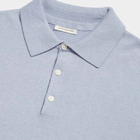 Peckham Rye Mens Knitted Short Sleeve Polo in Blue Blizzard