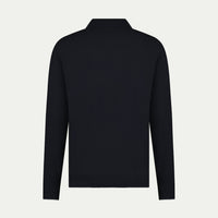 Jersey Knit Long Sleeve Polo Shirt in Black