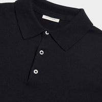 Jersey Knit Long Sleeve Polo Shirt in Black