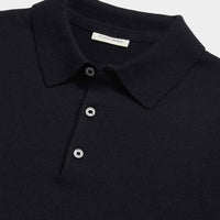 Jersey Knit Long Sleeve Polo Shirt in Black