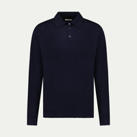 Peckham Rye Mens Knitted Long Sleeve Polo in Dark Sapphire Navy