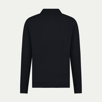 Peckham Rye Mens Knitted Long Sleeve Polo in Dark Sapphire Navy