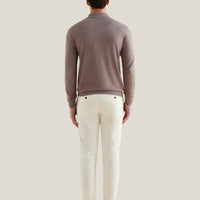 Jersey Knit Long Sleeve Polo Shirt in Iron