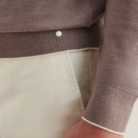 Jersey Knit Long Sleeve Polo Shirt in Iron