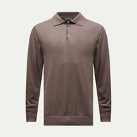 Jersey Knit Long Sleeve Polo Shirt in Iron