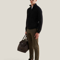 Twill Texture Knit ¼ Zip in Black