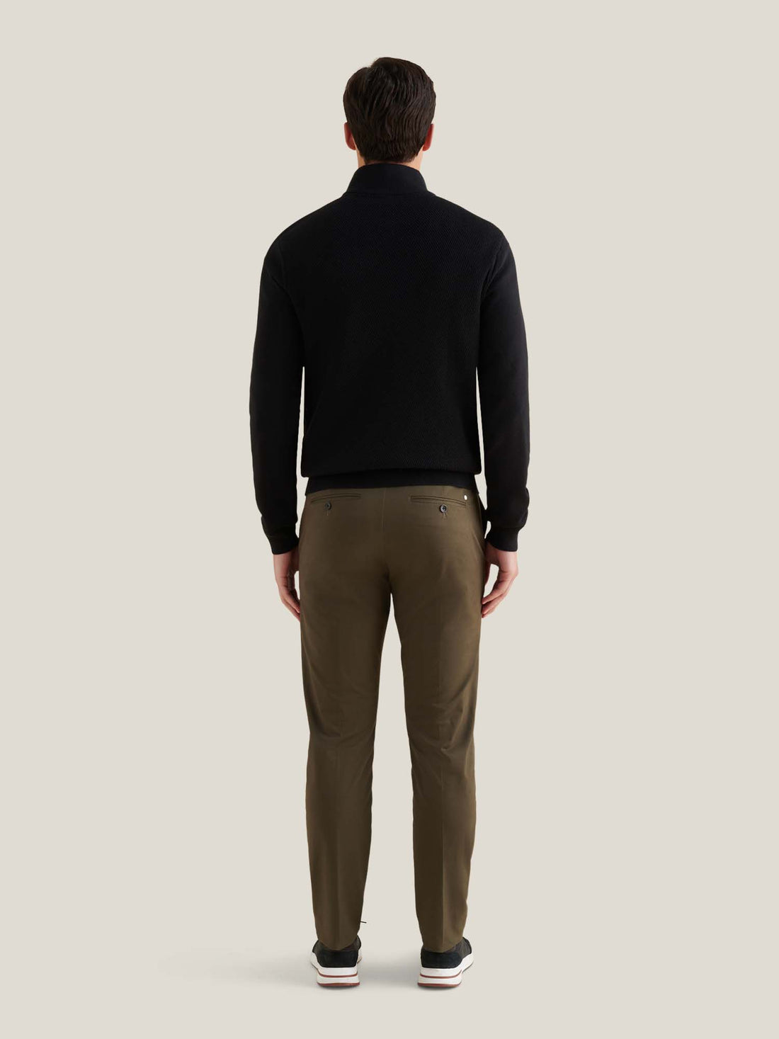 Twill Texture Knit ¼ Zip in Black