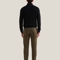 Twill Texture Knit ¼ Zip in Black