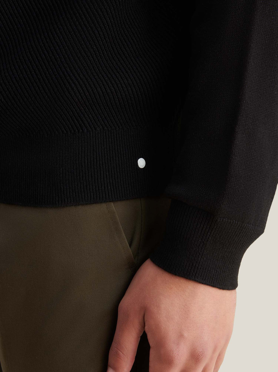 Twill Texture Knit ¼ Zip in Black