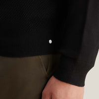 Twill Texture Knit ¼ Zip in Black