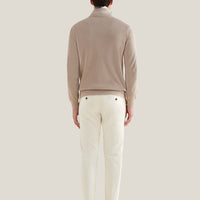 Cotton Blend Rib Knit ¼ Zip in Simply Taupe