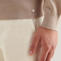 Cotton Blend Rib Knit ¼ Zip in Simply Taupe