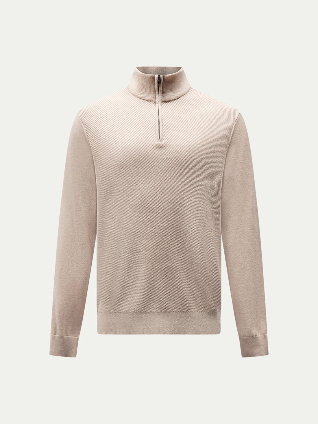 Cotton Blend Rib Knit ¼ Zip in Simply Taupe