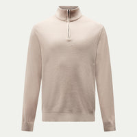 Cotton Blend Rib Knit ¼ Zip in Simply Taupe