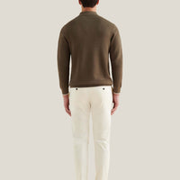 Textured Knit Long Sleeve Polo Shirt in Sea Turtle