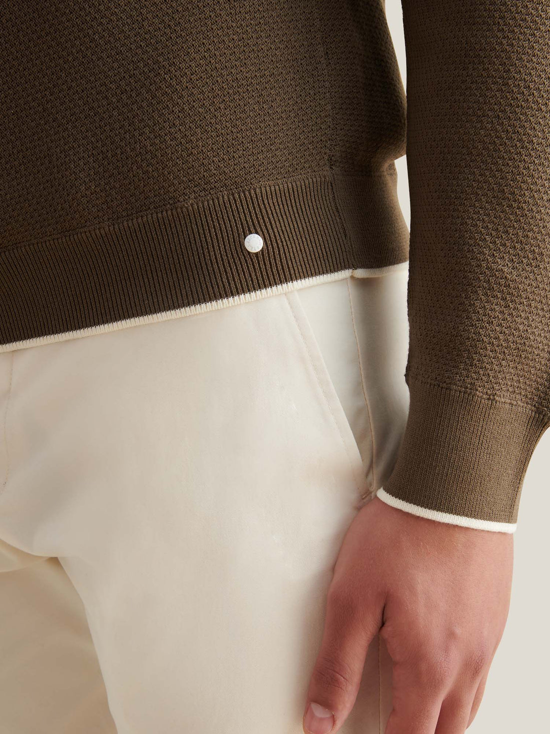 Textured Knit Long Sleeve Polo Shirt in Sea Turtle