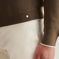Textured Knit Long Sleeve Polo Shirt in Sea Turtle