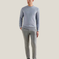 Cotton Honeycomb Knit Crew in Blue Blizzard