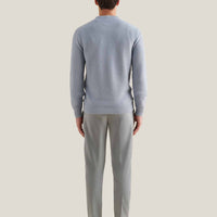 Cotton Honeycomb Knit Crew in Blue Blizzard