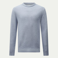 Peckham Rye Mens Honeycomb Knitted Crew in Blue Blizzard