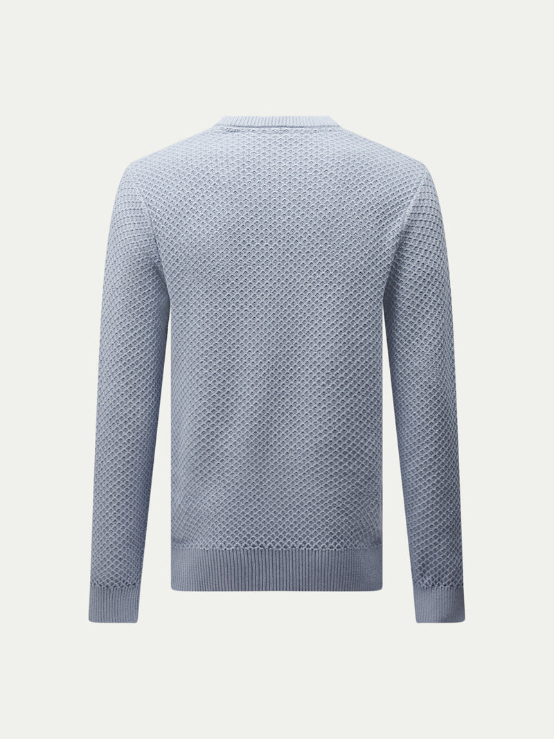 Strand Honeycomb Knit Jumper in Blue Blizzard