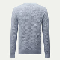Peckham Rye Mens Honeycomb Knitted Crew in Blue Blizzard