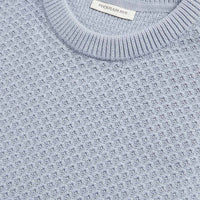 Peckham Rye Mens Honeycomb Knitted Crew in Blue Blizzard