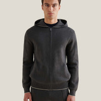 Milano Knit Zip Hoodie in Charcoal Grey