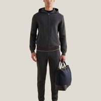 Milano Knit Zip Hoodie in Charcoal Grey